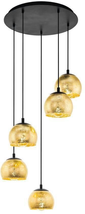 EGLO Hanglamp ALBARACCIN Pendellampe IP20 E27 Stahl Glas Esstischlampe Lampe Hanglamp metaal in zwart en glas in goudkleur E27 Ø 58 5 cm (1 stuk)