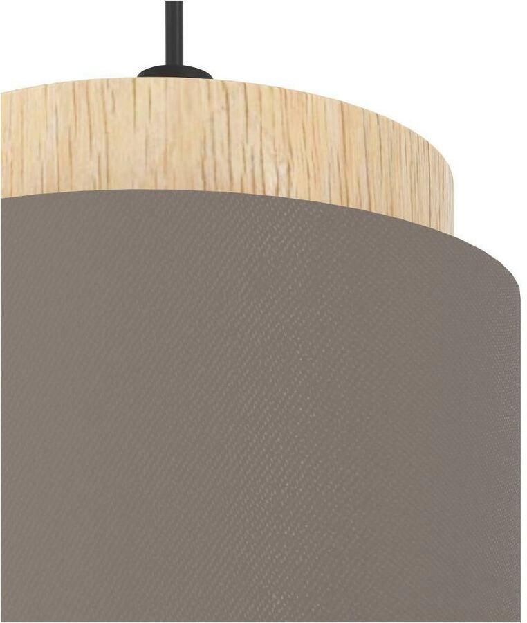 EGLO Hanglamp ALBARIZA Pendellampe Stahl Holz Textil IP20 E27 Wohnzimmerlampe Hanglamp vintage zwart natuur cappuccino goudkleur E27 fitting (1 stuk)