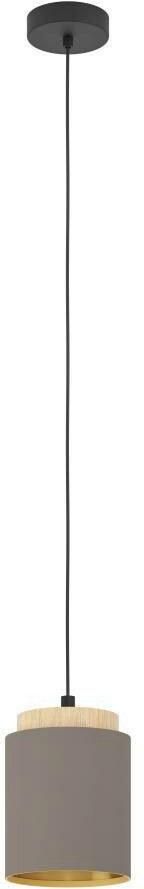 EGLO Hanglamp ALBARIZA Pendellampe Stahl Holz Textil IP20 E27 Wohnzimmerlampe Hanglamp vintage zwart natuur cappuccino goudkleur E27 fitting (1 stuk) - Foto 6