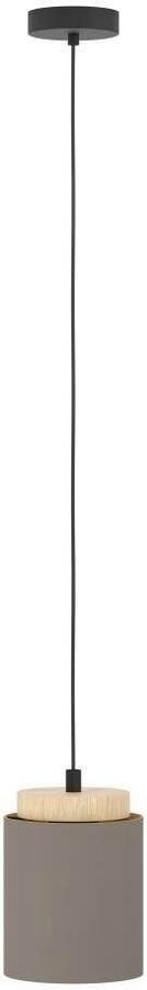 EGLO Hanglamp ALBARIZA Pendellampe Stahl Holz Textil IP20 E27 Wohnzimmerlampe Hanglamp vintage zwart natuur cappuccino goudkleur E27 fitting (1 stuk) - Foto 5