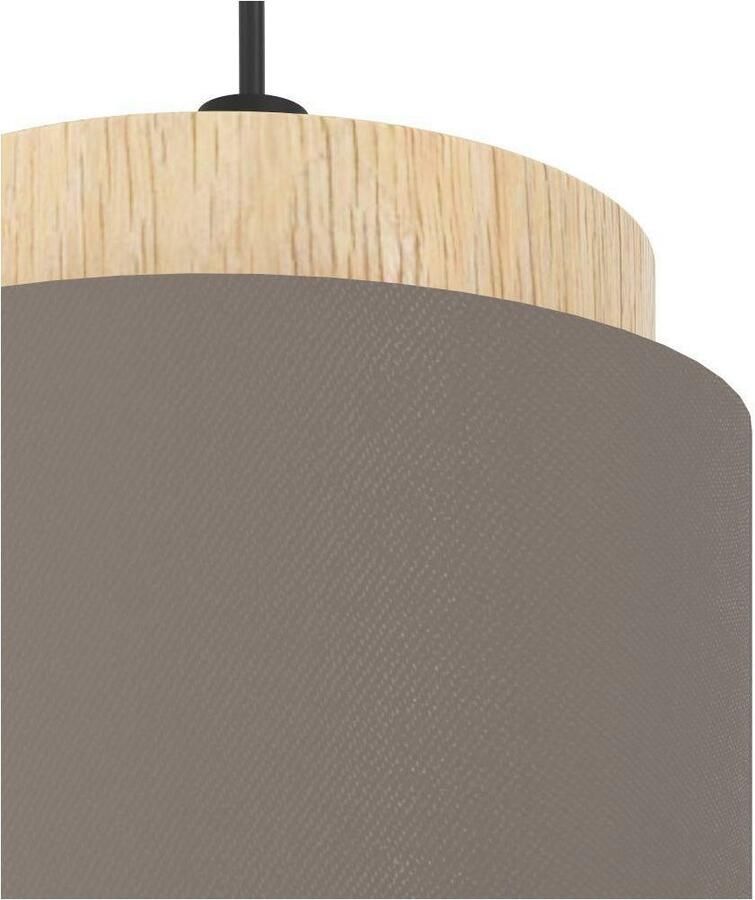 EGLO Hanglamp ALBARIZA Pendellampe Stahl Holz Textil IP20 E27 Wohnzimmerlampe Hanglamp vintage zwart natuur cappuccino goudkleur E27 fitting (1 stuk) - Foto 2