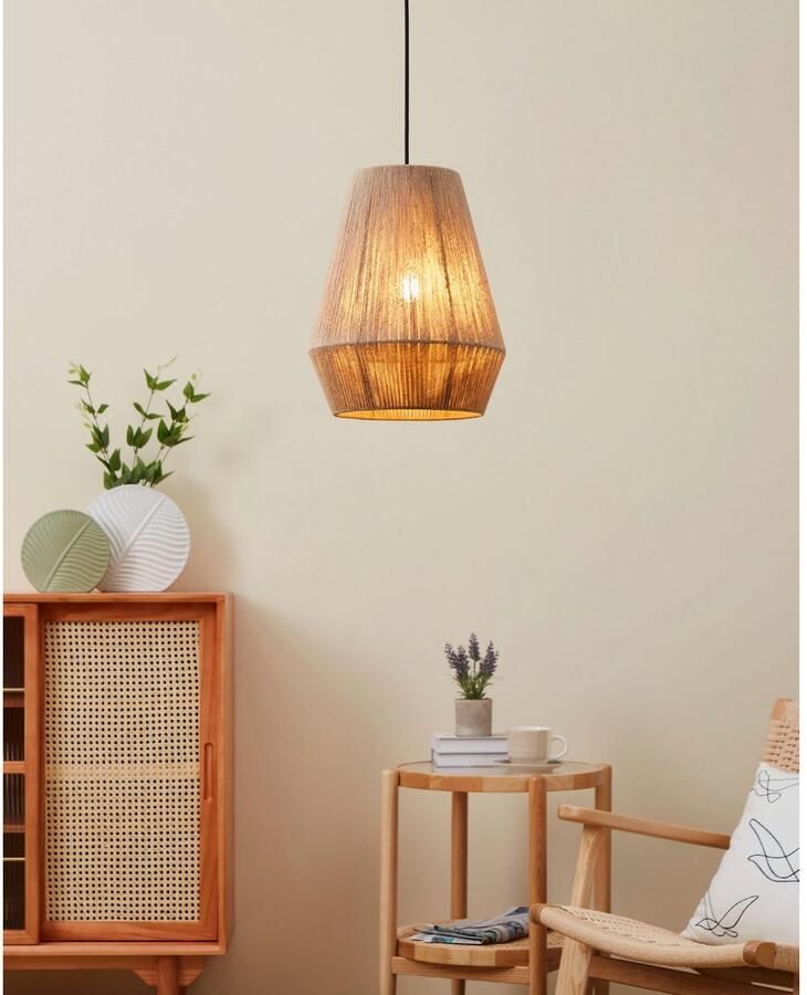 EGLO Hanglamp ALDERNEY Pendellampe Retro Stahl und Textil Hängelampe E27 Lampe Hanglamp in zwart van staal excl. E27 40W (1 stuk) - Foto 3