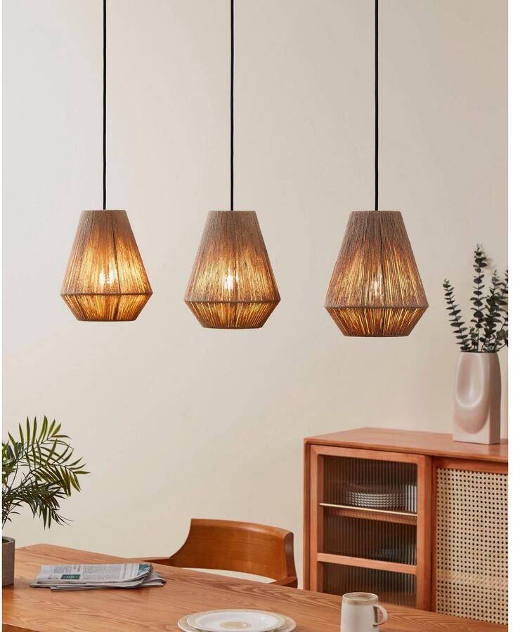 EGLO Hanglamp ALDERNEY Pendellampe Stahl und Textil E27 Esszimmerlampe Lampe Hanglamp in zwart van staal excl. E27 40W (1 stuk) - Foto 2