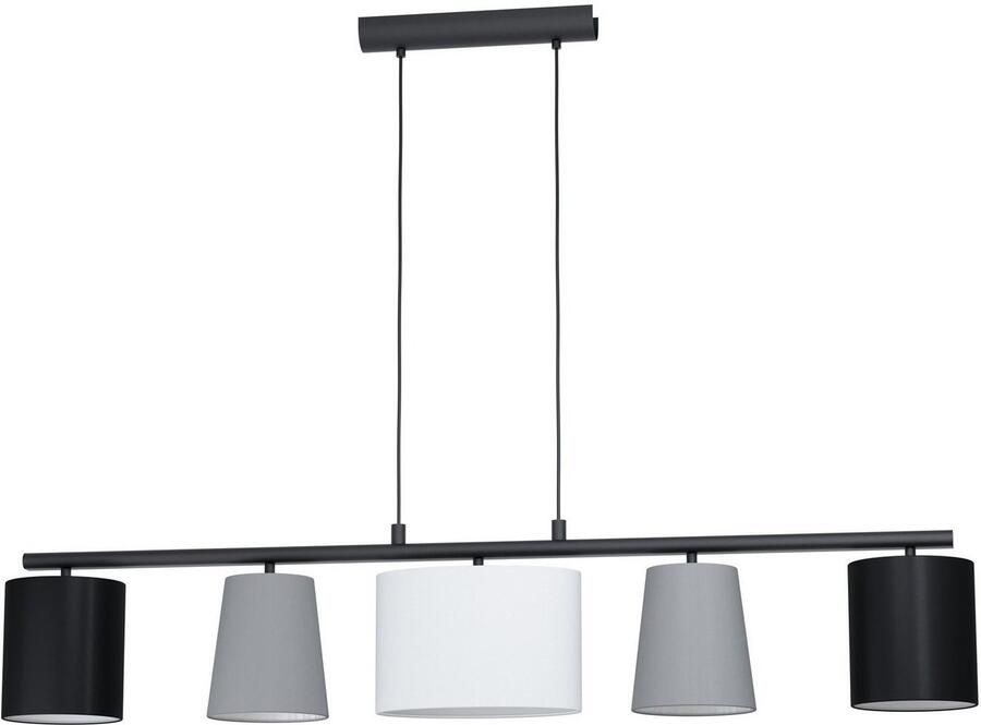 EGLO Hanglamp ALMEIDA 1 zwart l120 x h110 x b25 5 cm excl. 5 x e14 stoffen lampenkappen - Foto 5