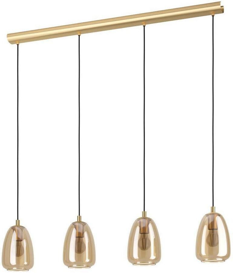 EGLO Hanglamp ALOBRASE Pendellampe Stahl und Glas Esstischlampe E27 IP20 Lampe Hanglamp van metaal en beslagen glas E27 fitting 108 cm (1 stuk)