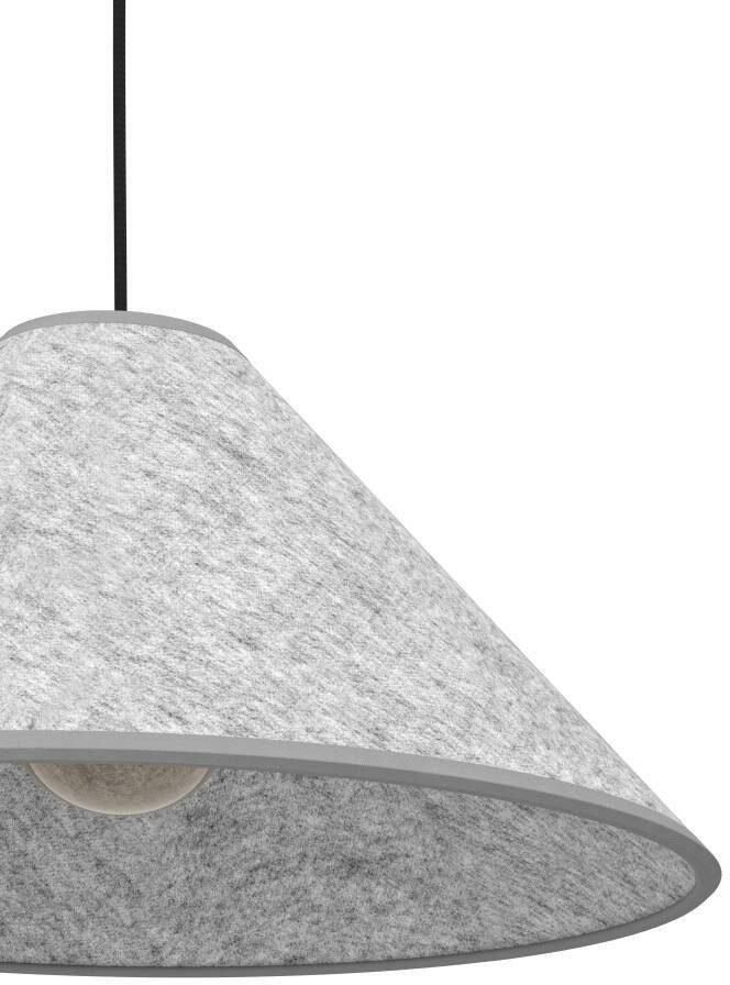 EGLO Hanglamp ALSAGER Hanglamp vilt in grijs en metaal in zwart E27 fitting Ø 41 cm (1 stuk)