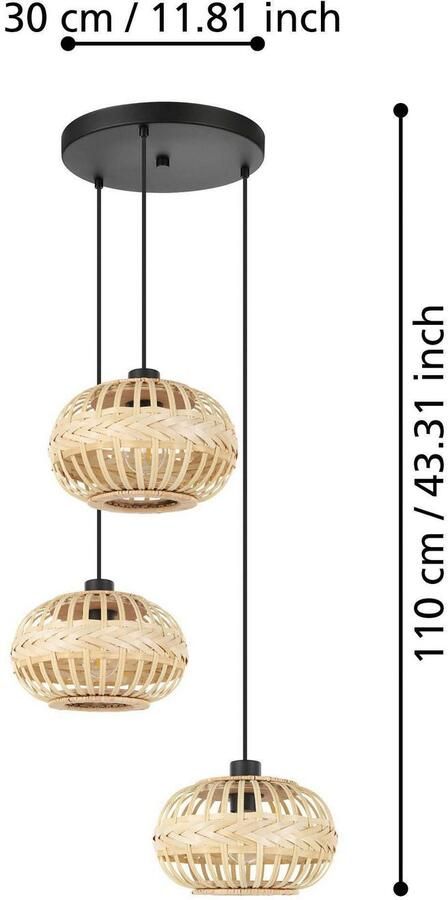 EGLO Hanglamp AMSFIELD 1 Hanglamp in zwart van staal excl. E27 40W (1 stuk) - Foto 4