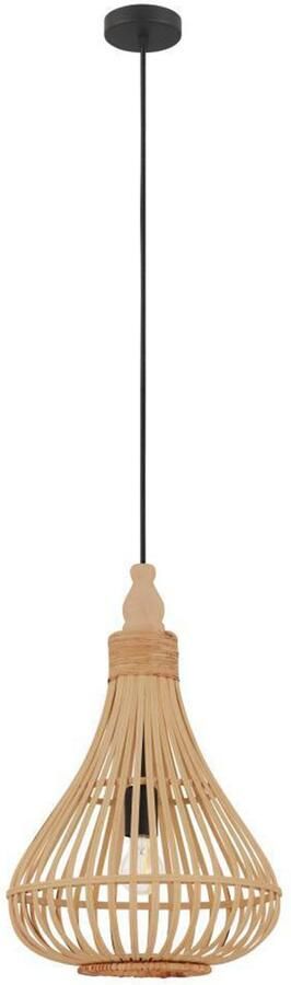 EGLO Hanglamp AMSFIELD Hanglamp staal hout in natuurlijke kleuren eettafellamp E27 Ø 35 cm (1 stuk) - Foto 9