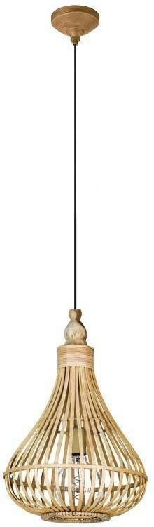 EGLO Hanglamp AMSFIELD Hanglamp staal hout in natuurlijke kleuren eettafellamp E27 Ø 35 cm (1 stuk) - Foto 8