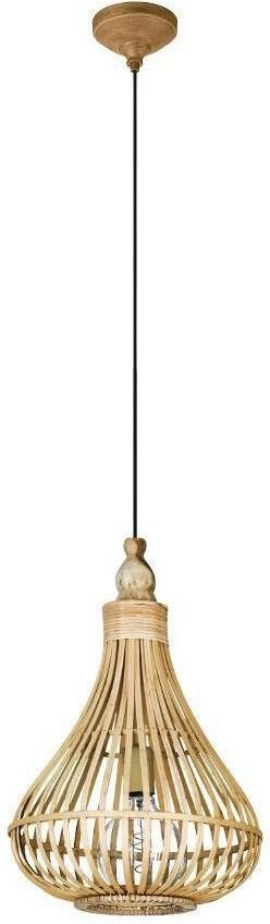 EGLO Hanglamp AMSFIELD Hanglamp staal hout in natuurlijke kleuren eettafellamp E27 Ø 35 cm (1 stuk) - Foto 7