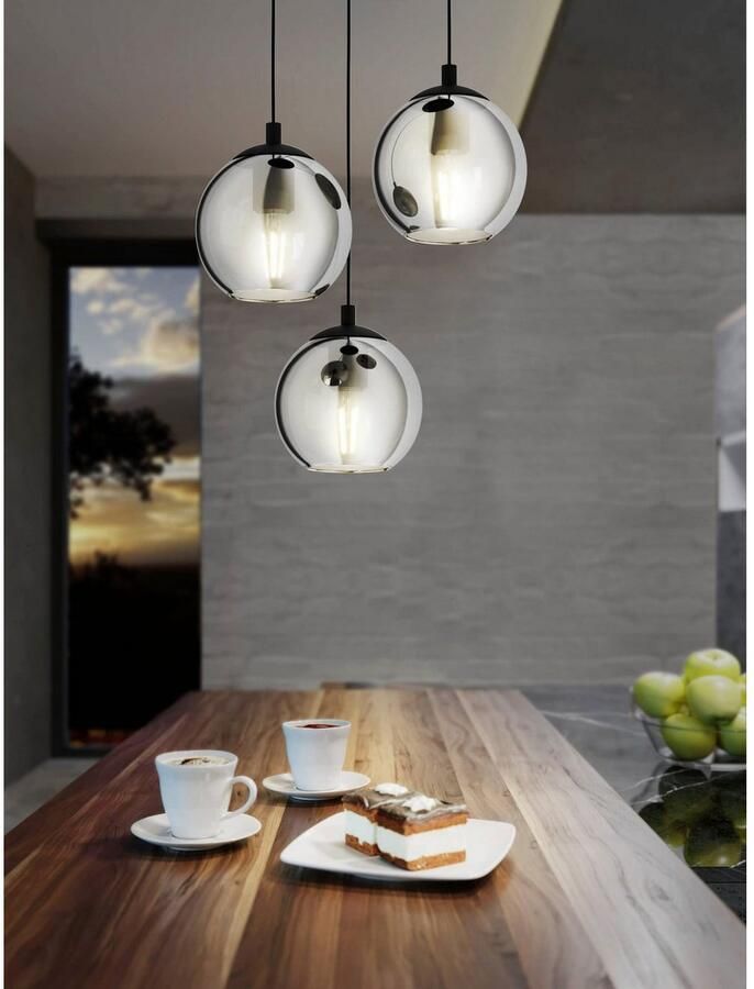 EGLO Â AriscaniÂ HanglampÂ -Â 42 5Â cmÂ -Â GlasÂ -Â 3Â lichtsÂ -Â Zwart Leen Bakker - Foto 6