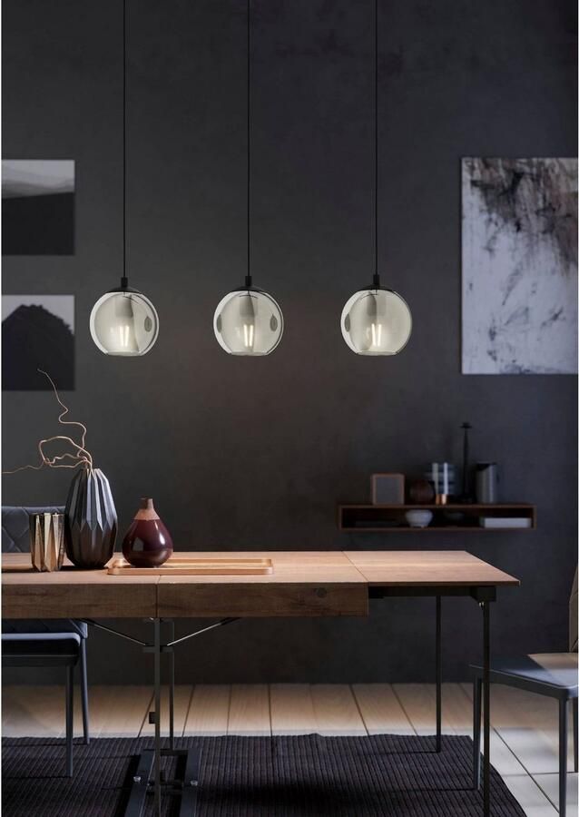 EGLO Hanglamp ARISCANI Hanglamp eettafel hanglamp rookglas zwart E27 76 5 cm (1 stuk) - Foto 6