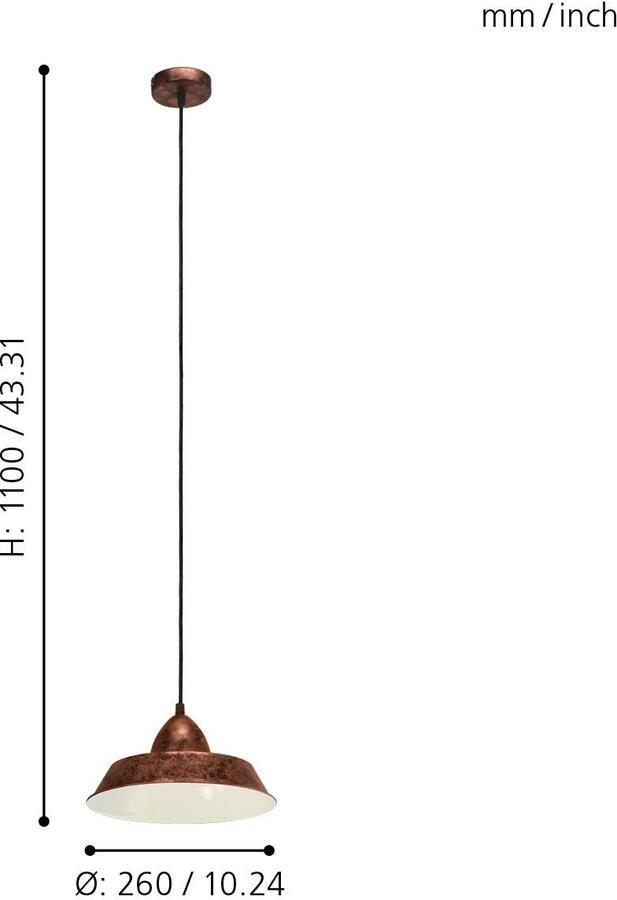 EGLO  Vintage Auckland - Hanglamp - 1 Lichts - Ø260mm. - Koperkleurig - Foto 3