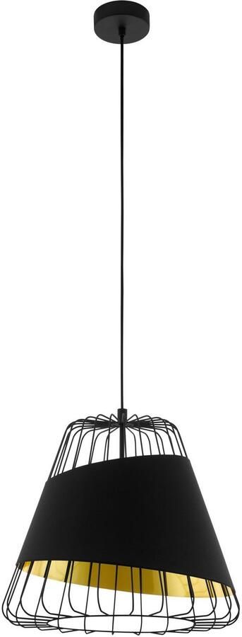EGLO Hanglamp AUSTELL Pendellampe E27 IP20 Stahl und Textil Hängelampe Lampe zwart ø36 x h110 cm excl. 1x e27 (elk max. 60 w) hanglamp - Foto 3
