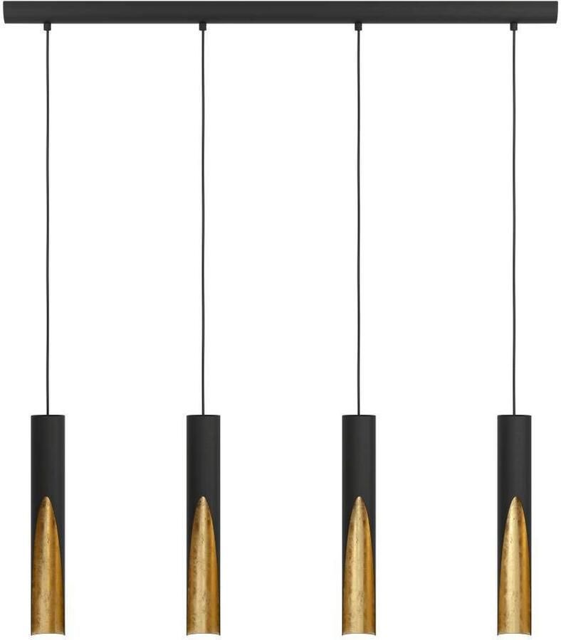 EGLO Hanglamp BARBOTTO Pendellampe Stahl GU10 IP20 Hängelampe Esszimmerlampe Hanglamp metaal in zwart en goudkleur hanglamp GU10 lichtbron (1 stuk)