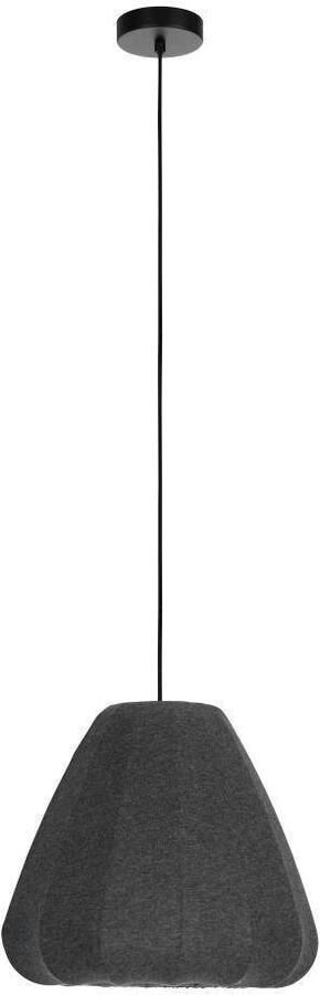 EGLO Hanglamp BARLASTON Hanglamp eetkamerlamp textiel grijs metaal zwart Ø 35 cm (1 stuk)