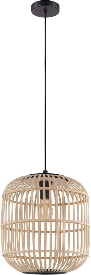 EGLO Hanglamp BORDESLEY Pendellampe Vintage Stahl und Holz E27 Hängelampe Lampe zwart ø35 x h110 cm excl. 1x e27 (elk max. 28w) staal en hout - Foto 3