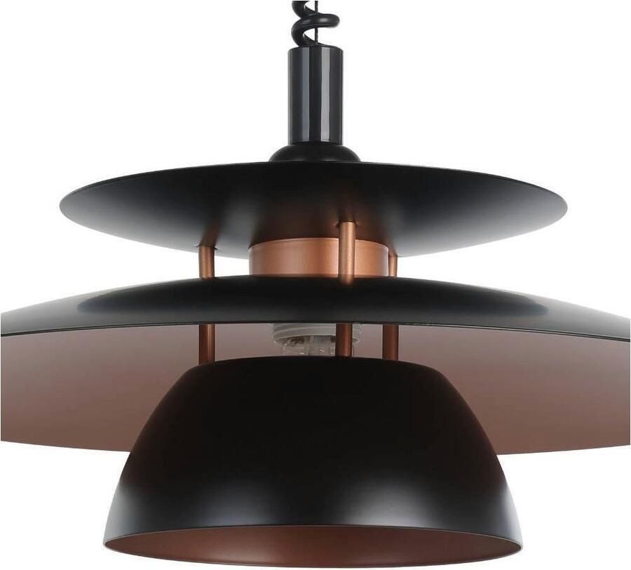 EGLO Hanglamp BRENDA Pendellampe E27 Kunststoff und Stahl Esszimmerlampe Lampe Hanglamp van metaal en kunststof zwart koper E27 Ø 43 cm (1 stuk)