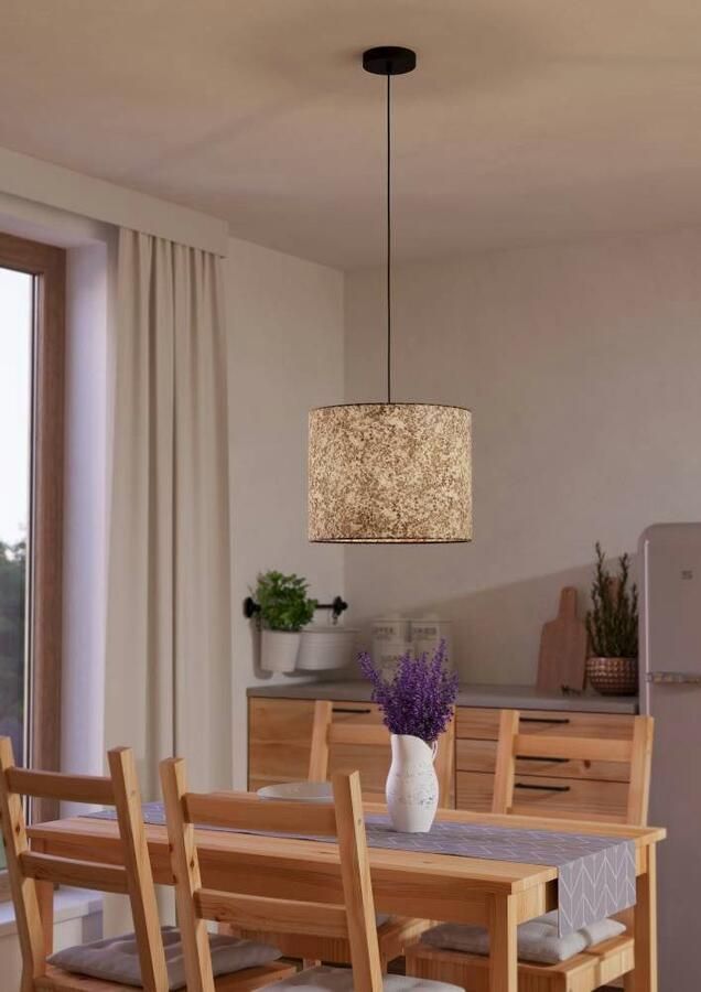 EGLO Hanglamp BUTTERBURN Hanglamp eetkamerlamp textiel met berkenbladeren Ø 36 cm (1 stuk) - Foto 4