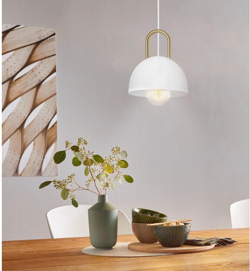 EGLO Hanglamp CALMANERA Hanglamp in wit en messing van staal excl. E27 40W (1 stuk) - Foto 2