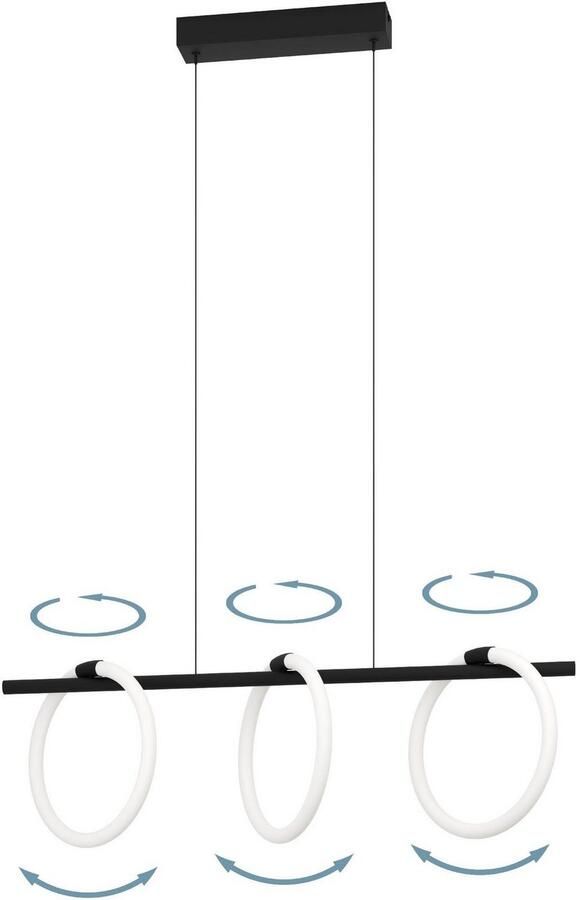 EGLO Hanglamp CARANACOA Hanglamp in zwart van staal 9W warmwit (1 stuk) - Foto 3