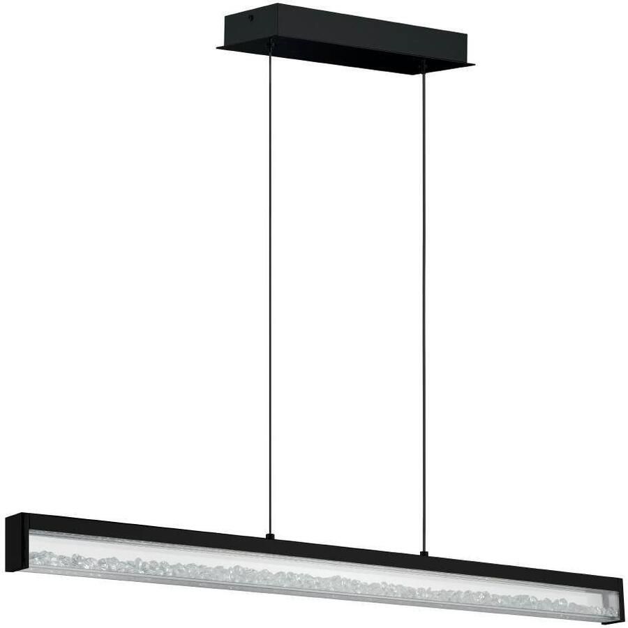 EGLO Hanglamp CARDITO 1 Pendellampe Alu Stahl und Glas IP20 Esstischlampe Lampe Hanglamp metaal in zwart met heldere glas-kristallen dimbaar (1 stuk)