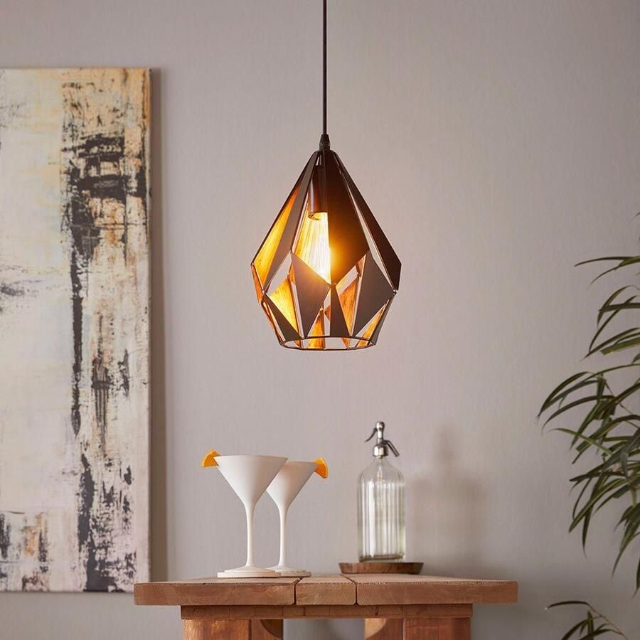 EGLO Hanglamp CARLTON 1 hanglamp zwart-koper staal excl. lichtbron Vintage Hanglamp 1 lamps Draadgaas Industrieel 110x20 5cm - Foto 2