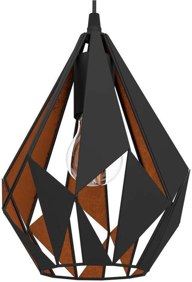 EGLO Hanglamp CARLTON 1 hanglamp zwart-koper staal excl. lichtbron Vintage hanglamp retro hanglamp fitting: E27 Ø 20 5 cm - Foto 3