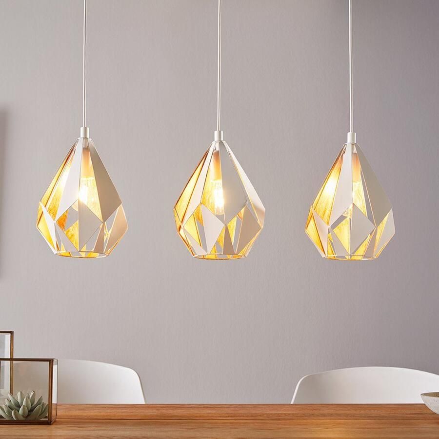 EGLO  Carlton 1 Hanglamp - 3 lichts - E27 - Wit - Goud - Foto 2