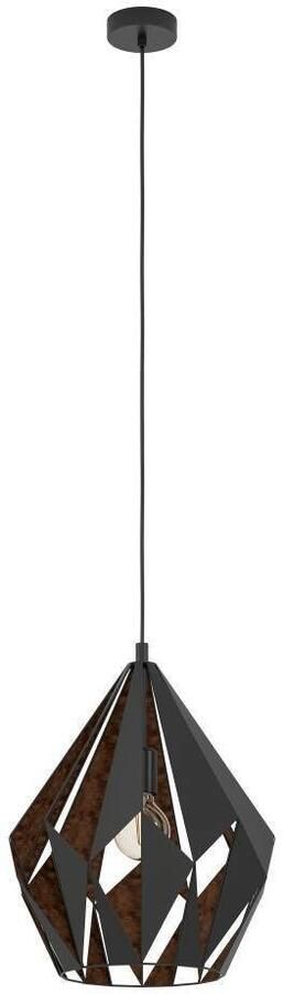 EGLO Hanglamp CARLTON 1 Pendellampe Stahl E27 IP20 Retro Esstischlampe Lampe Hanglamp metaal in zwart en koper E27 fitting Ø 38 5 cm (1 stuk) - Foto 6