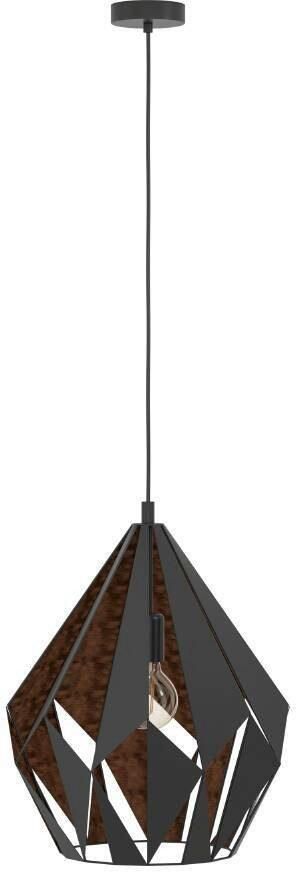 EGLO Hanglamp CARLTON 1 Pendellampe Stahl E27 IP20 Retro Esstischlampe Lampe Hanglamp metaal in zwart en koper E27 fitting Ø 38 5 cm (1 stuk) - Foto 5