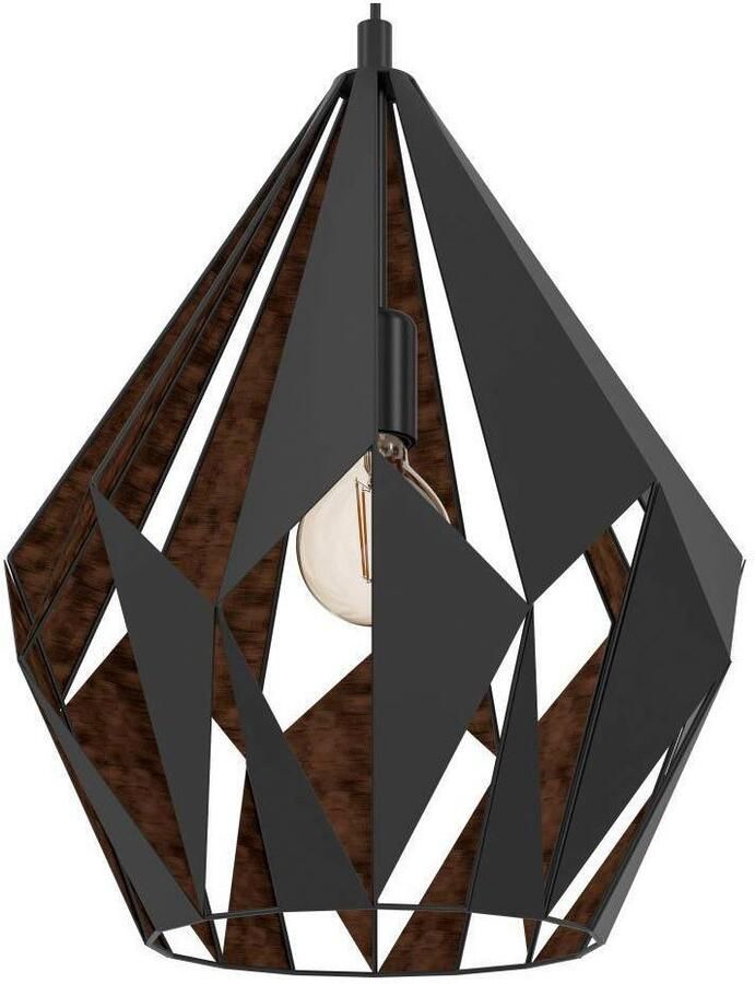 EGLO Hanglamp CARLTON 1 Pendellampe Stahl E27 IP20 Retro Esstischlampe Lampe Hanglamp metaal in zwart en koper E27 fitting Ø 38 5 cm (1 stuk) - Foto 2