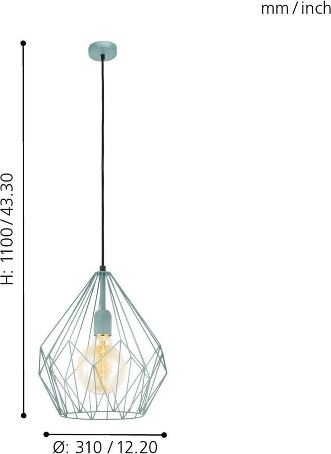 EGLO Hanglamp CARLTON hanglamp koper staal excl. lichtbron retro - Foto 3