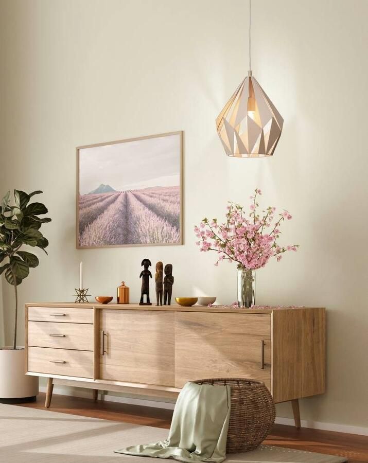 EGLO Hanglamp CARLTON-P Vintage hanglamp retro hanglamp staal pastel abrikoos Ø 31 cm (1 stuk) - Foto 4