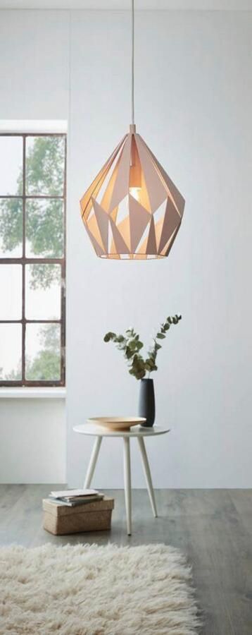 EGLO Hanglamp CARLTON-P Vintage hanglamp retro hanglamp staal pastel abrikoos Ø 31 cm (1 stuk) - Foto 2