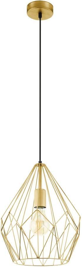 EGLO Hanglamp CARLTON Pendellampe Stahl E27 IP20 Vintage Esstischlampe Lampe Vintage hanglamp retro hanglamp in goudkleur mat E27 fitting - Foto 4