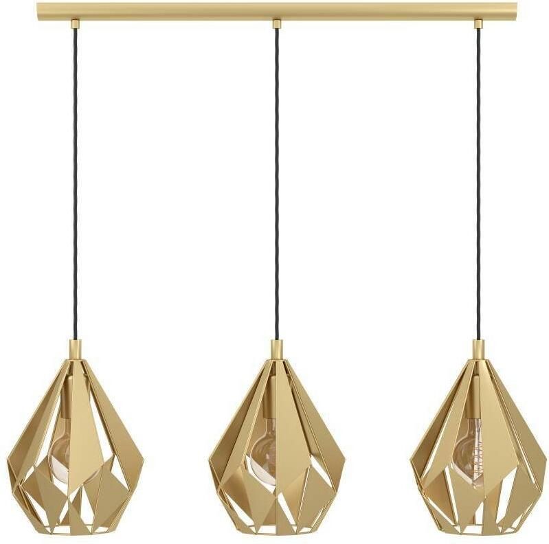 EGLO Hanglamp CARLTON Pendellampe Stahl Esszimmerlampe Retro Hängelampe Lampe Hanglamp in retro-ontwerp in goudkleur hanglamp (1 stuk) - Foto 2