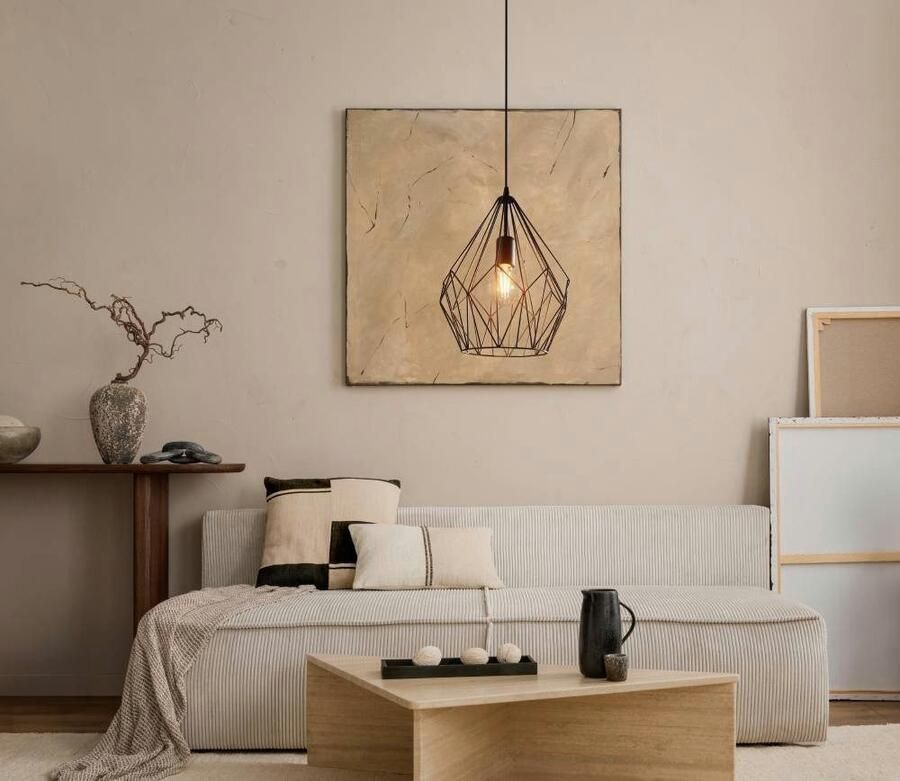 EGLO Hanglamp CARLTON Vintage hanglamp retro hanglamp kleur: zwart fitting: E27