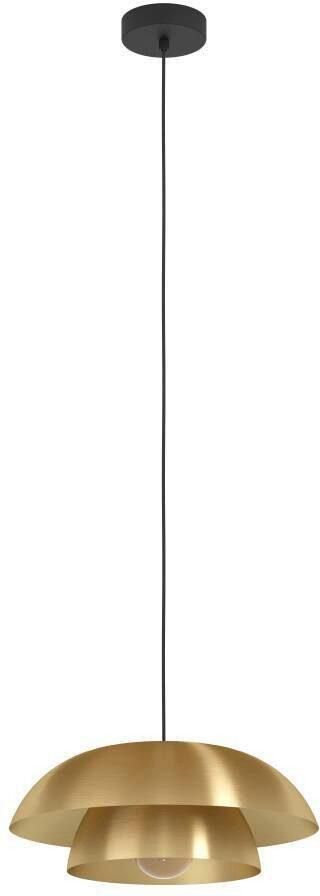 EGLO Hanglamp CENCIARA Pendellampe Stahl E27 IP20 Hängelampe Esstischlampe Hanglamp metaal in geborsteld messing en zwart E27 Ø 40 cm (1 stuk) - Foto 3