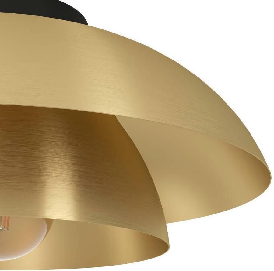 EGLO Hanglamp CENCIARA Pendellampe Stahl E27 IP20 Hängelampe Esstischlampe Hanglamp metaal in geborsteld messing en zwart E27 Ø 40 cm (1 stuk)