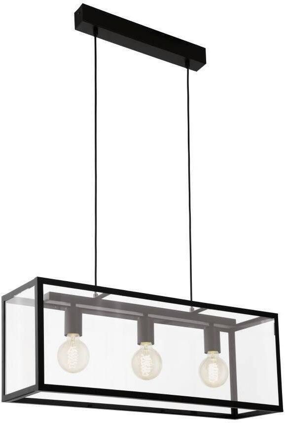 EGLO  Charterhouse Hanglamp - 3 Lichts - Lengte 750mm. - Zwart - Helder - Foto 8