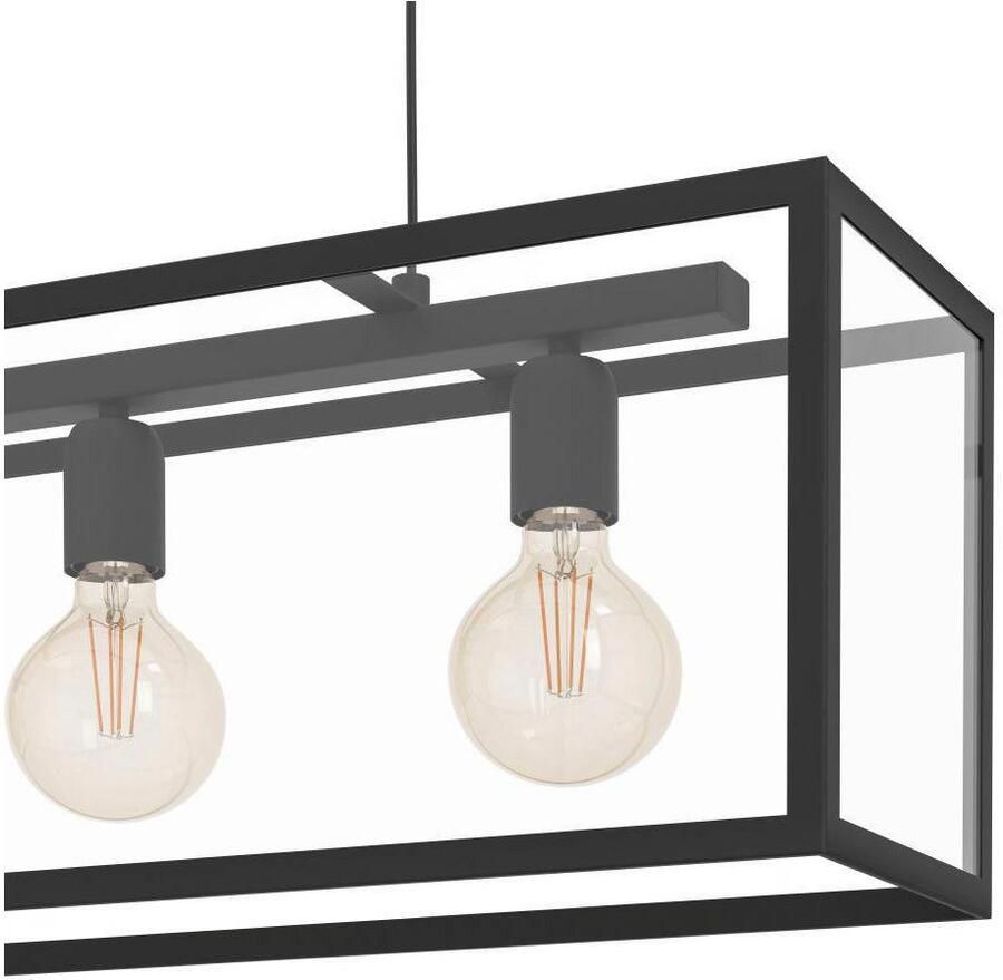 EGLO  Charterhouse Hanglamp - 3 Lichts - Lengte 750mm. - Zwart - Helder