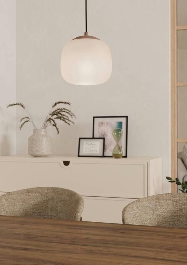 EGLO Hanglamp COMINIO Hanglamp gesatineerd glas metaal in taupe E27 fitting Ø 18 5 cm (1 stuk) - Foto 3