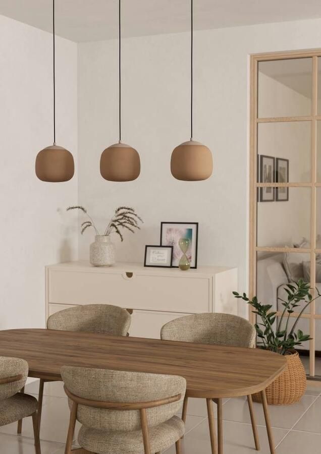 EGLO Hanglamp COMINIO Pendellampe Stahl und Glas E27 IP20 Esstischlampe Lampe Hanglamp eetkamerlamp in zandkleur en taupe E27 88 5 cm (1 stuk) - Foto 5