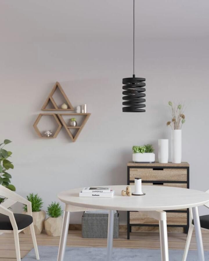 EGLO Hanglamp CREMELLA Pendellampe Stahl IP20 E27 Esszimmerlampe Vintage Lampe Hanglamp van staal in zwart E27 fitting Ø 18 cm (1 stuk) - Foto 2