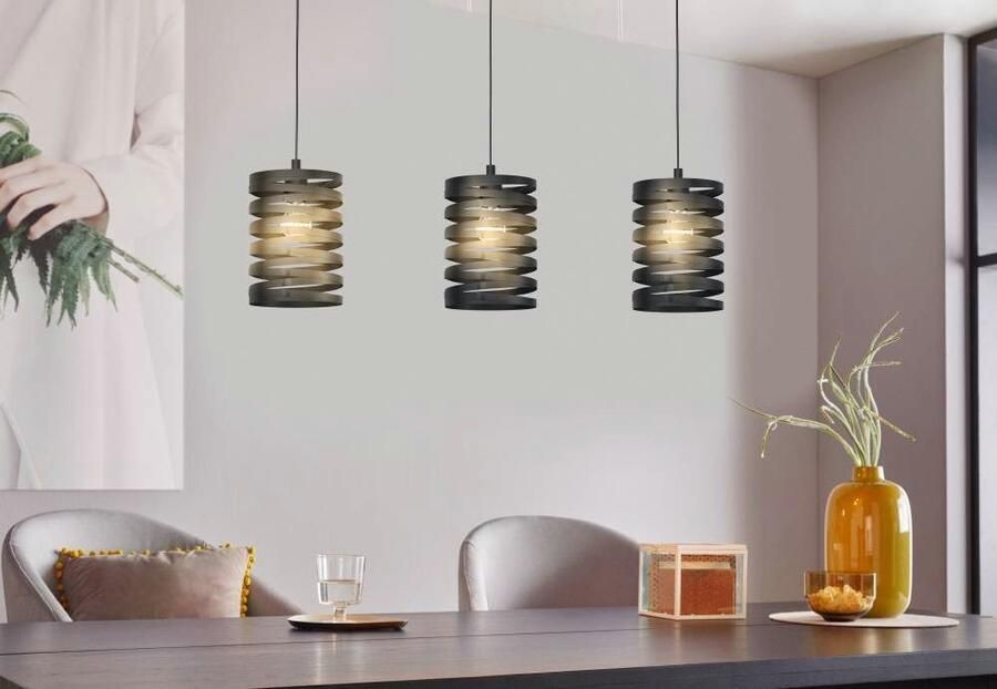 EGLO Hanglamp CREMELLA Pendellampe Stahl IP20 E27 Esszimmerlampe Vintage Lampe Hanglamp van staal in zwart E27 fitting L 94 cm (1 stuk) - Foto 2