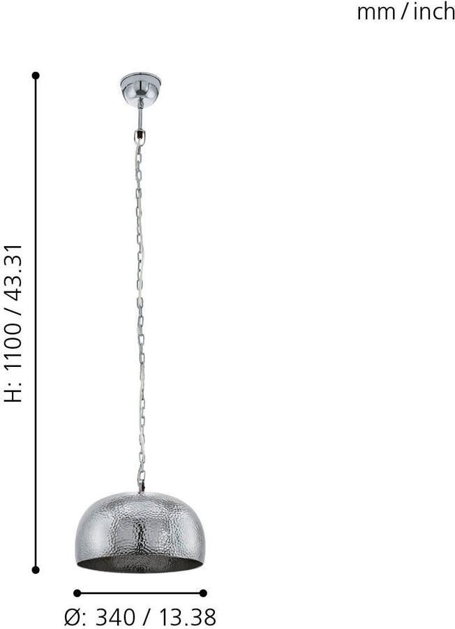 EGLO  Vintage Dumphry - Hanglamp - 1 Lichts - ø340 mm. - Chroom - Foto 2