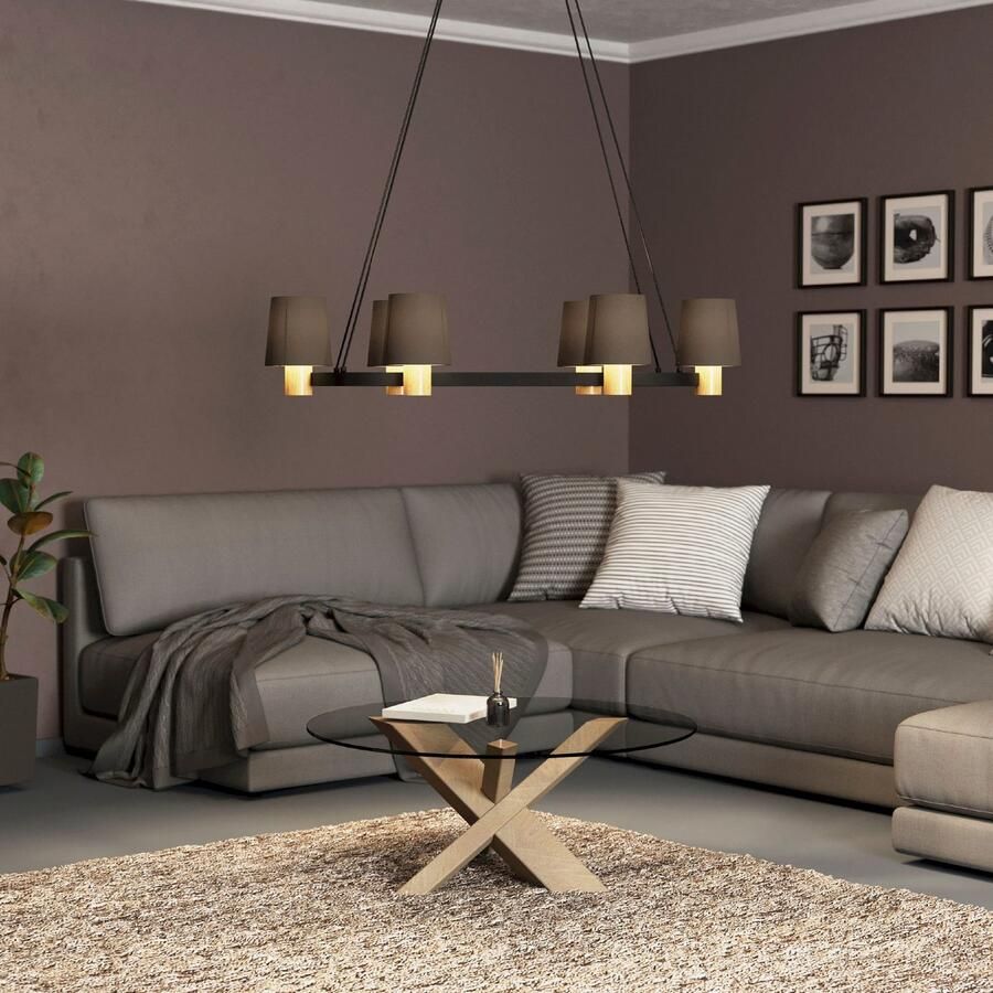 EGLO Hanglamp EDALE Hanglamp in zwart en bruin van staal hout excl. E27 40W (1 stuk) - Foto 2
