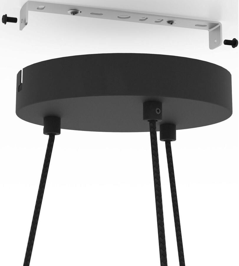 EGLO Hanglamp EDALE Hanglamp in zwart en bruin van staal hout excl. E27 40W (1 stuk) - Foto 2