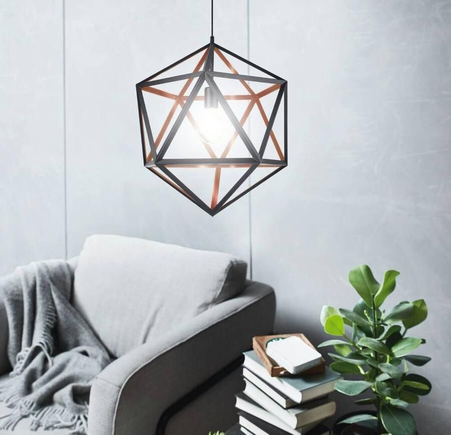 EGLO Hanglamp EMBLETON Hanglamp van staal in zwart E27 fitting Ø 46 cm (1 stuk) - Foto 3